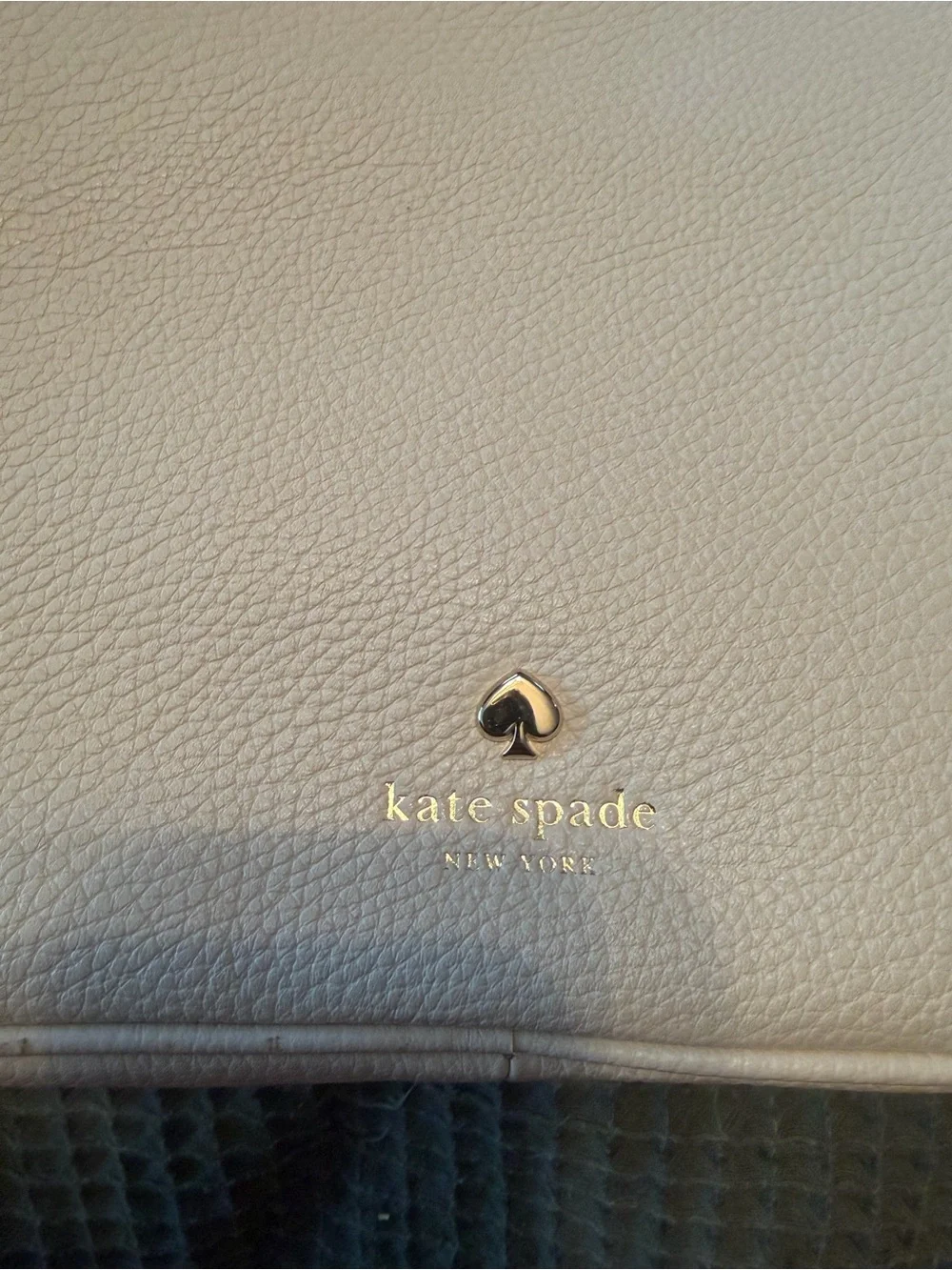 kate spade Cream Pebbled Leather Crossbody with Striped Strap and Coin Pouch